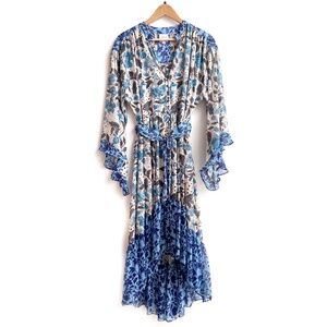 MISA LOS ANGELES Floral Maxi Dress Flutter Sleeves BOHO